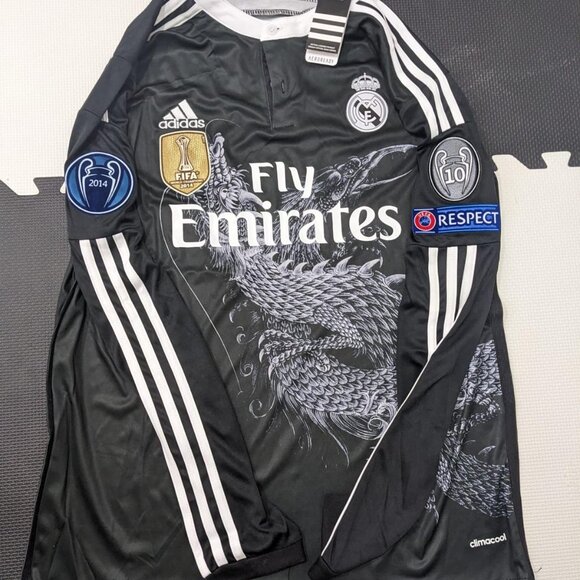Ronaldo #7 Real Madrid 2014/15 Adidas UCL Longsleeve Black Dragon Jersey - Picture 14 of 15